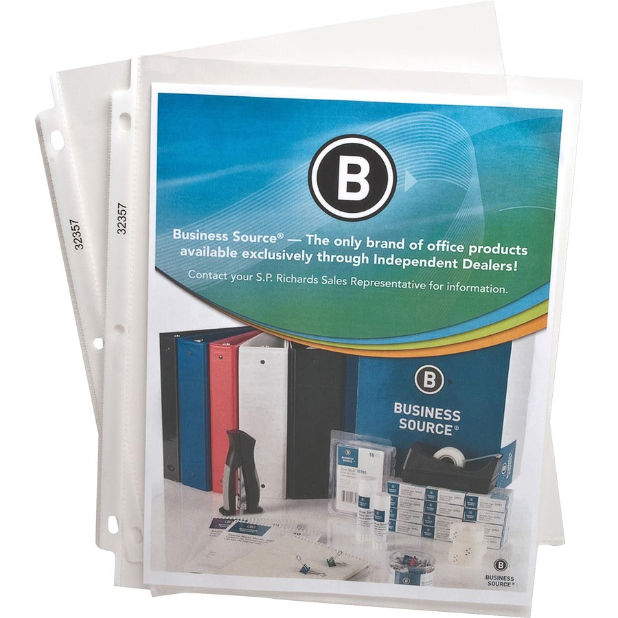 business-source-sheet-protectors-for-letter-8-1-2-x-11-sheet-3-x-holes-ring-binder-top-loading-rectangular-clear-polypropylene-200-box_bsn32357bx - 4