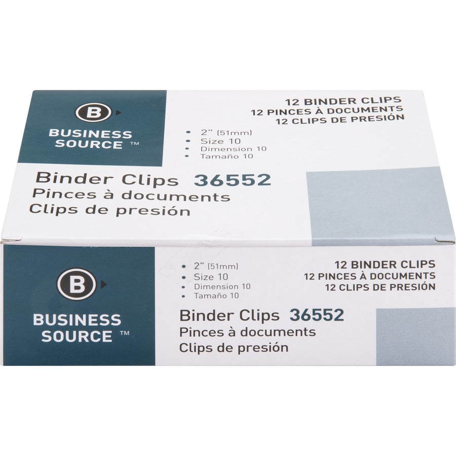 Business Source Fold-back Binder Clips - Large - 2" Length x 2" Width - 1" Size Capacity - 120 / Bundle - Black - Steel