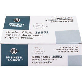 Business Source Fold-back Binder Clips - Large - 2" Length x 2" Width - 1" Size Capacity - 120 / Bundle - Black - Steel