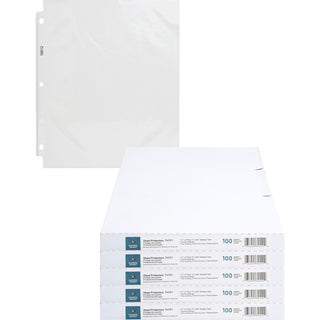 Business Source Poly Sheet Protectors - 11" Height x 9" Width - For Letter 8 1/2" x 11" Sheet - 3 x Holes - Ring Binder - Top Loading - Rectangular - Clear - Polypropylene - 500 / Carton