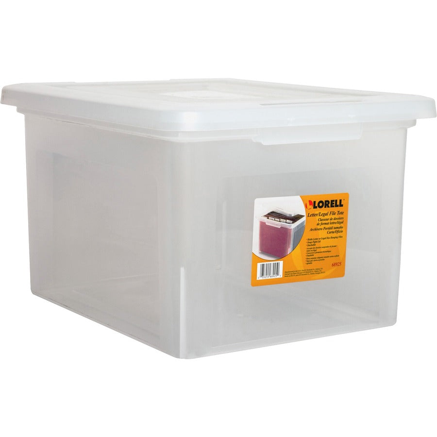Lorell Stacking File Boxes - External Dimensions: 14.2" Width x 18" Depth x 10.8"Height - Media Size Supported: Letter, Legal - Interlocking Closure - Stackable - Plastic - Clear - For File - 2 / Carton