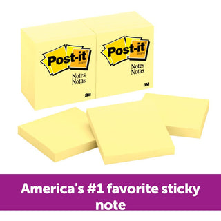 Post-it Notes Original Notepads - 3" x 3" - Square - 100 Sheets per Pad - Unruled - Canary Yellow - Paper - Self-adhesive, Repositionable - 24 / Bundle