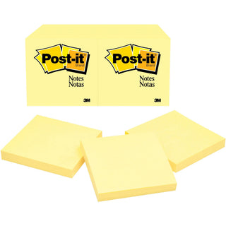Post-it Notes Original Notepads - 3" x 3" - Square - 100 Sheets per Pad - Unruled - Canary Yellow - Paper - Self-adhesive, Repositionable - 24 / Bundle