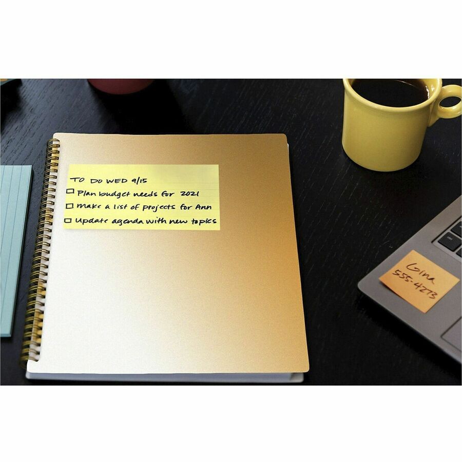 Post-it Notes Original Notepads - 3" x 5" - Rectangle - 100 Sheets per Pad - Unruled - Canary Yellow - Paper - Self-adhesive, Repositionable - 24 / Bundle