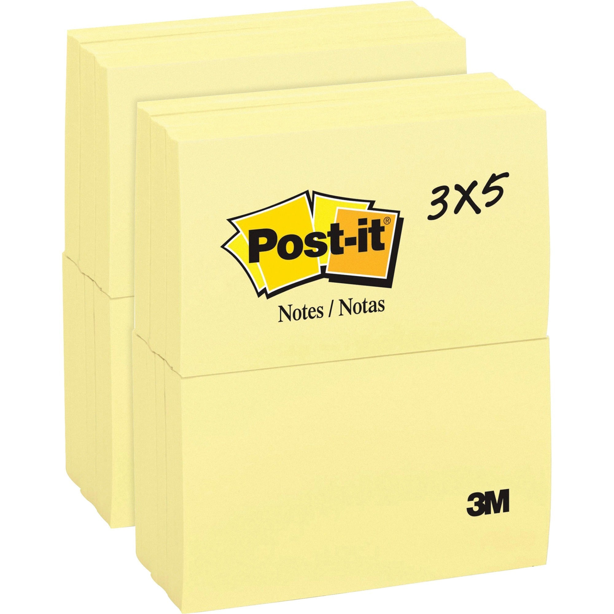 post-it-notes-original-notepads-3-x-5-rectangle-100-sheets-per-pad-unruled-canary-yellow-paper-self-adhesive-repositionable-24-bundle_mmm655ywbd - 1