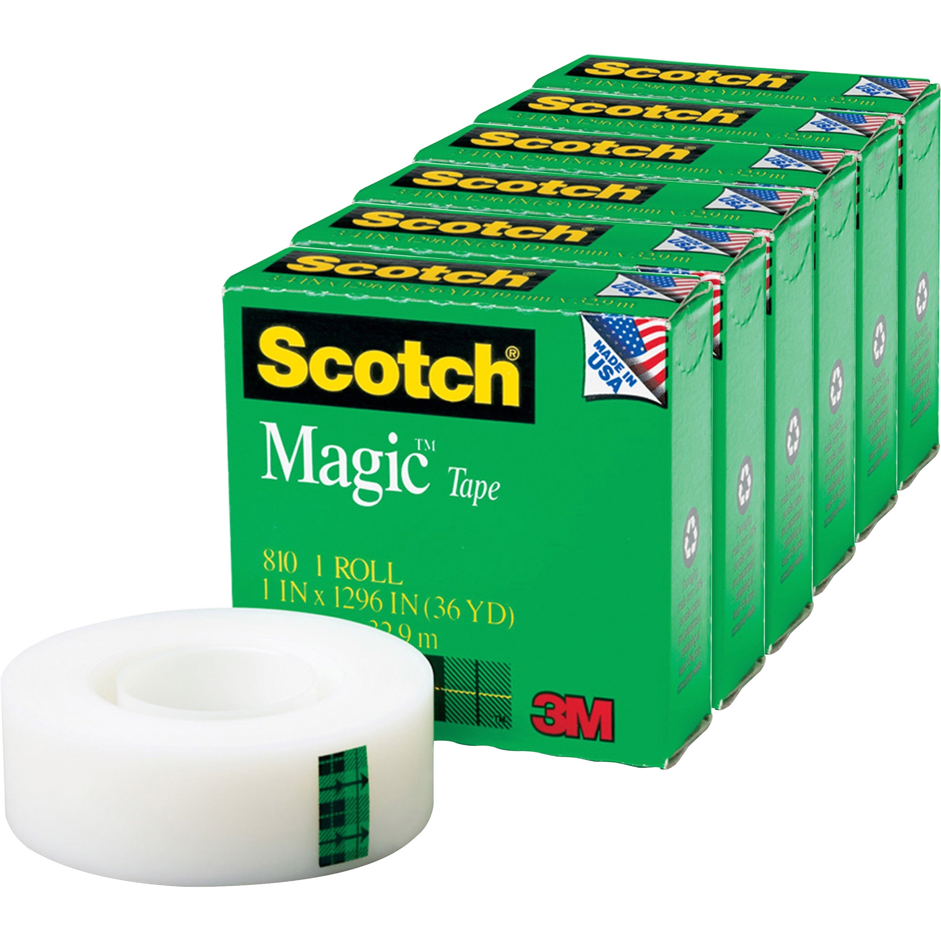 scotch-invisible-magic-tape-36-yd-length-x-1-width-1-core-split-resistant-tear-resistant-for-mending-splicing-6-pack-matte-clear_mmm81011296pk - 1