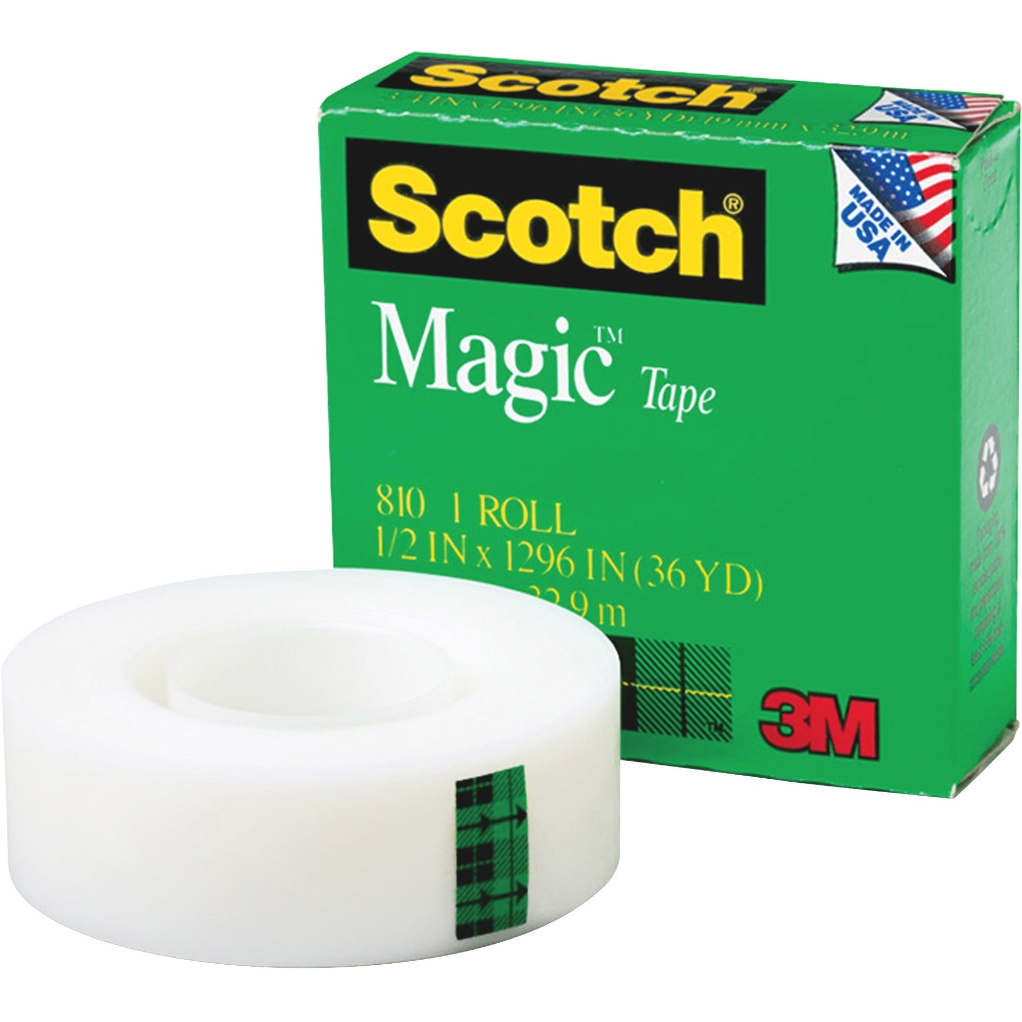 scotch-magic-tape-36-yd-length-x-050-width-1-core-split-resistant-tear-resistant-for-mending-splicing-12-pack-matte-clear_mmm810121296pk - 1