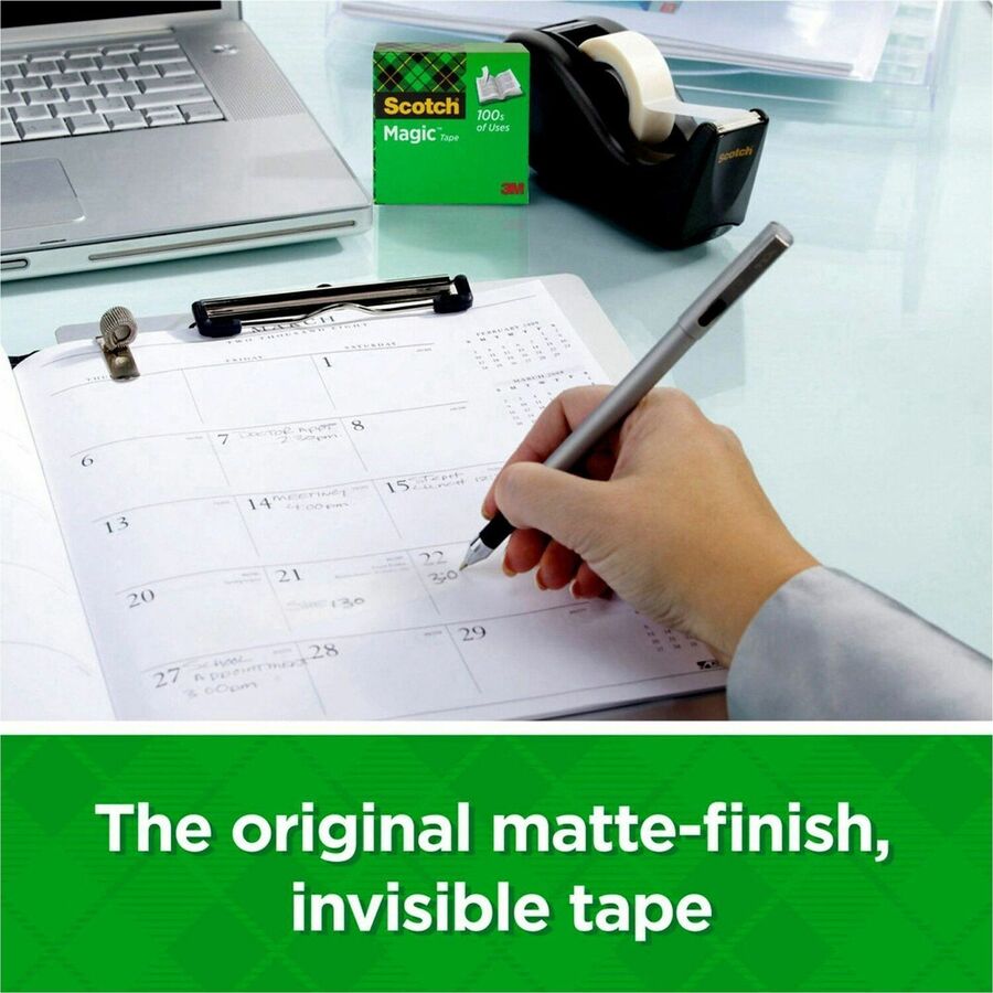Scotch 1/2"W Magic Tape - 36 yd Length x 0.50" Width - 1" Core - For Mending, Splicing - 12 / Bundle - Matte - Clear
