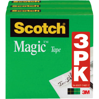 Scotch 1/2"W Magic Tape - 36 yd Length x 0.50" Width - 1" Core - For Mending, Splicing - 12 / Bundle - Matte - Clear