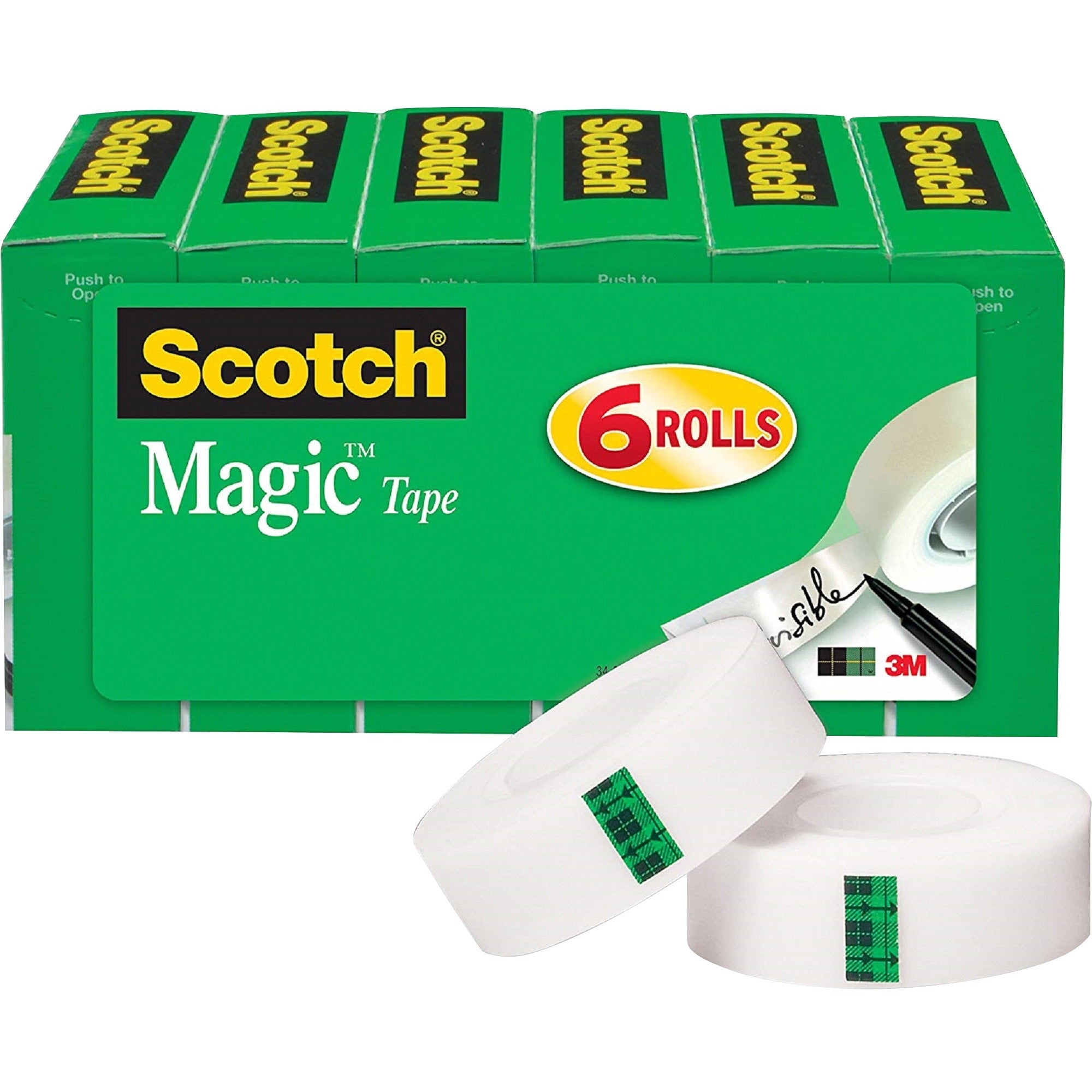 Scotch 3/4"W Magic Tape - 27.78 yd Length x 0.75" Width - 1" Core - Yellowing Resistant - For Office, Home, School, Mending - 12 / Bundle - Transparent - 1