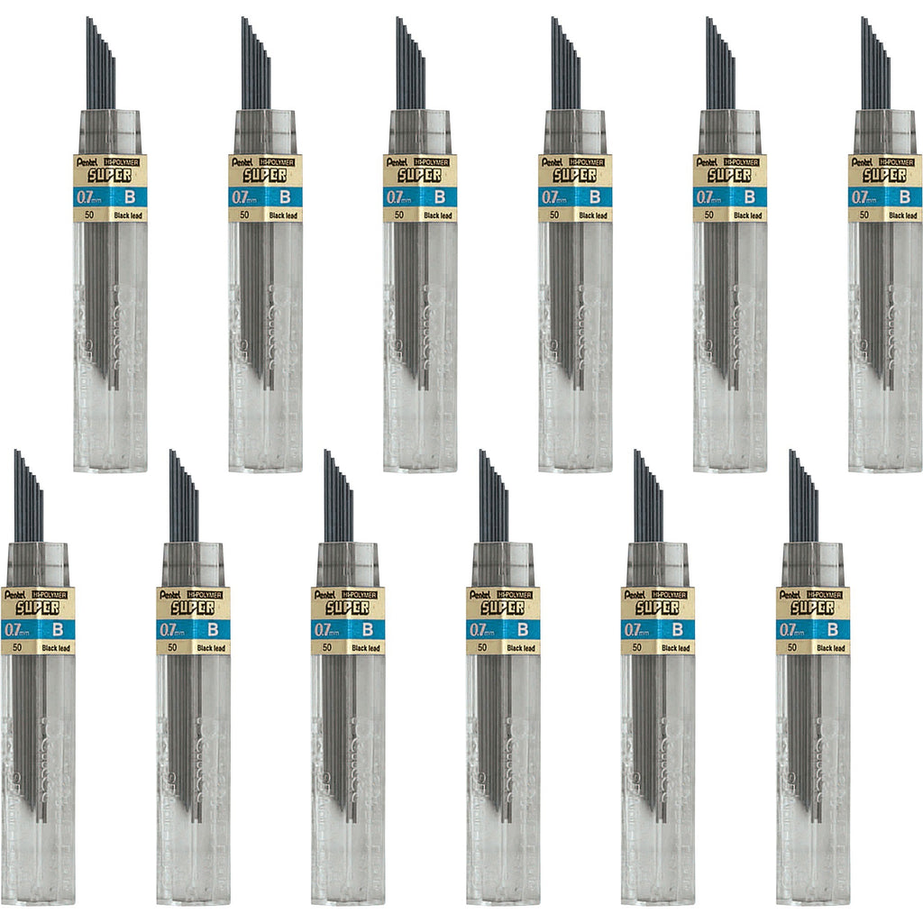 Pentel Super Hi-Polymer Leads - 0.7 mmMedium Point - B - Black - 144 / Box
