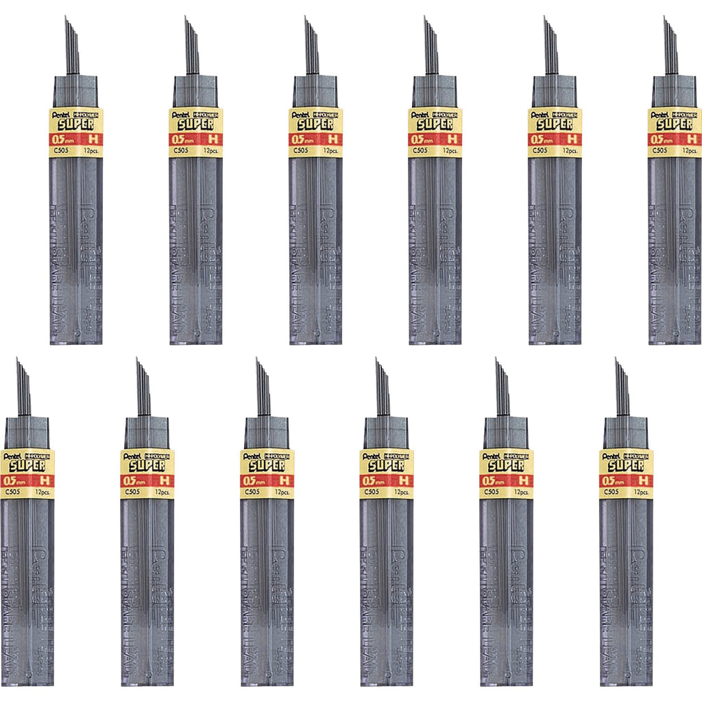 Pentel Super Hi-Polymer Leads - 0.5 mmFine Point - H - Black - 144 / Box