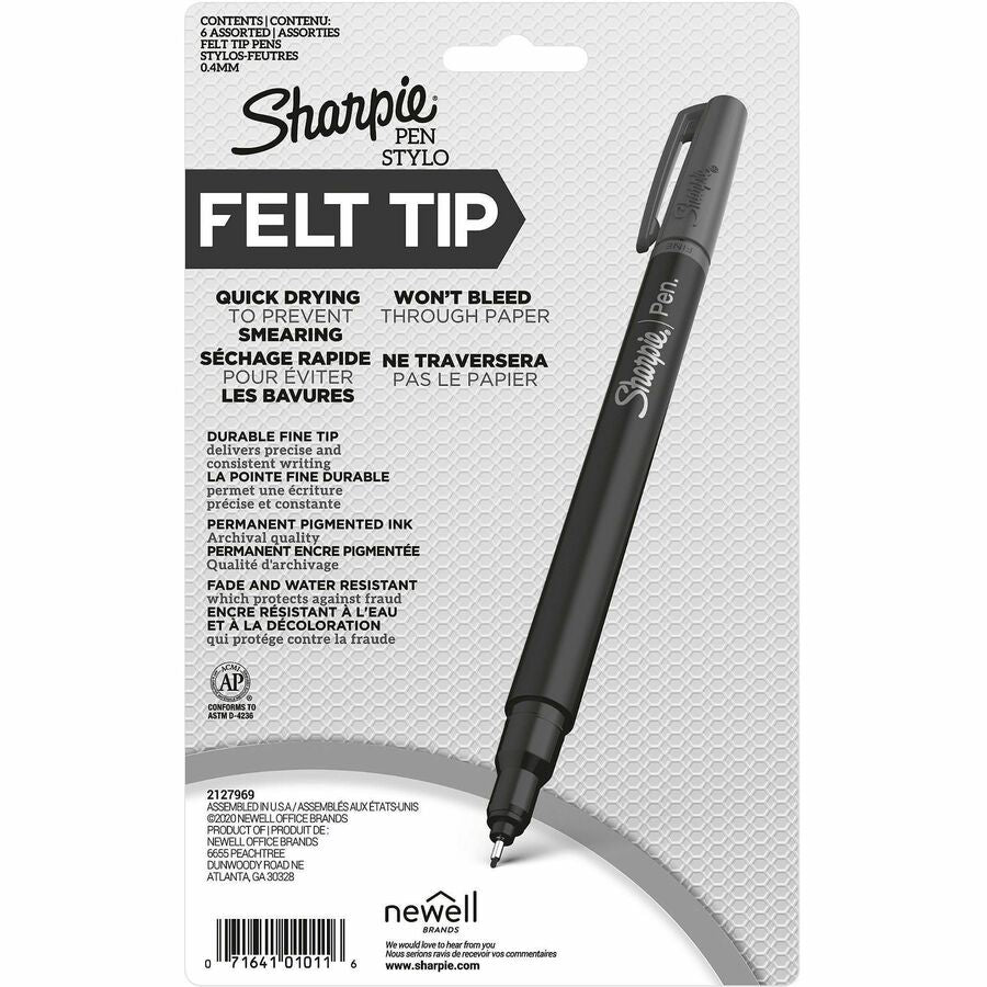 Sharpie Fine Point Pens - 6-Packs - Fine Pen Point - Assorted - 2 / Bundle