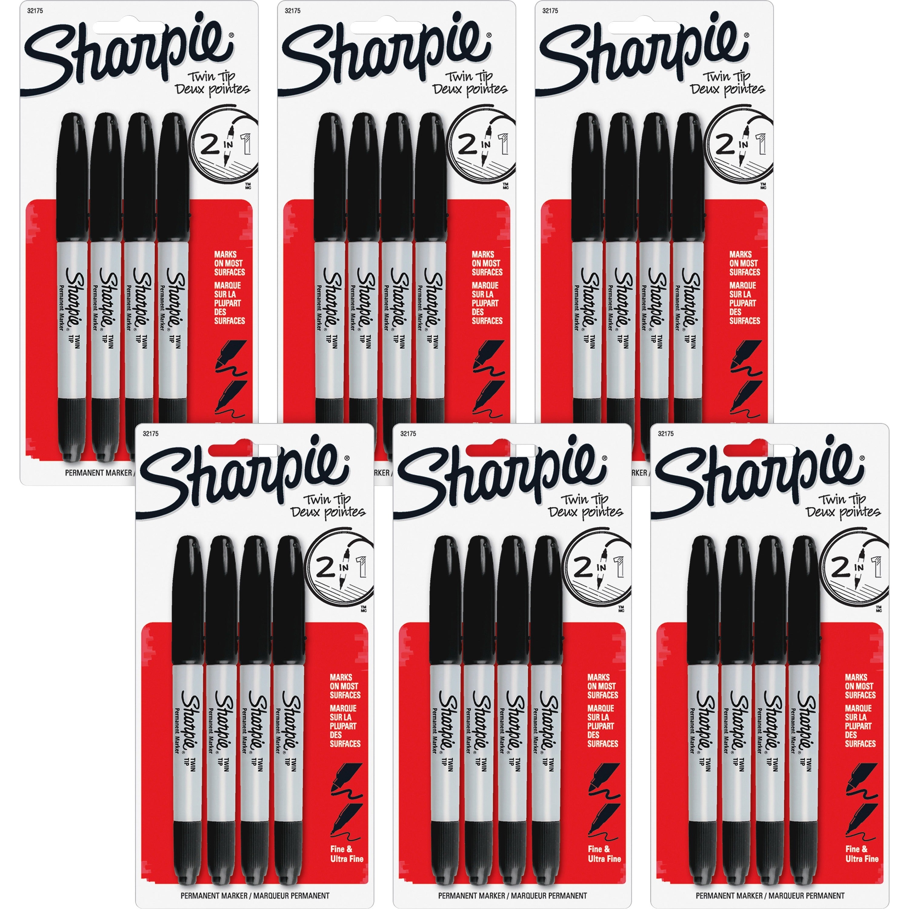 sharpie-twin-tip-permanent-markers-fine-ultra-fine-marker-point-black-alcohol-based-ink-24-bag_san32175ppbg - 1