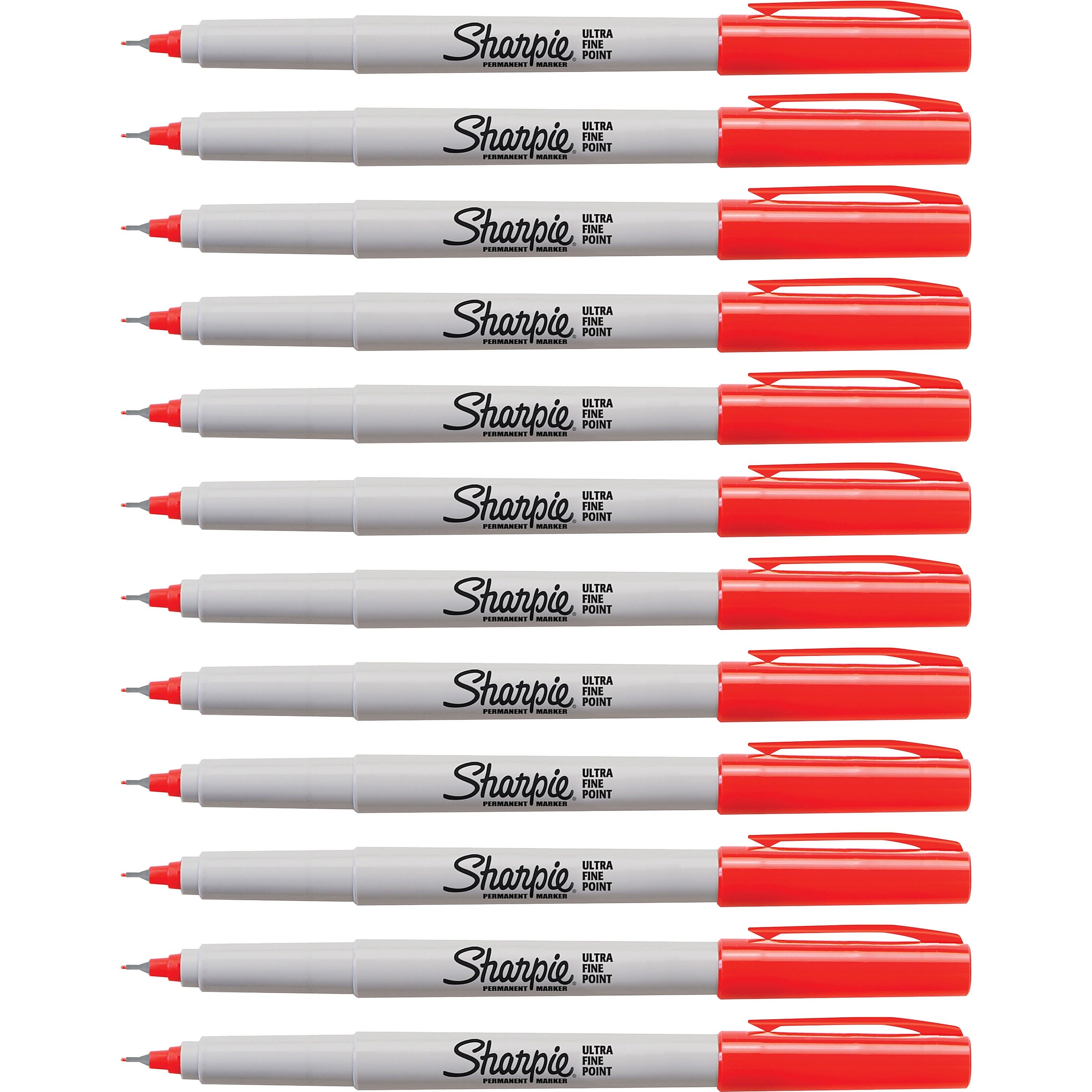 Sharpie Precision Permanent Markers - Ultra Fine Marker Point - Narrow Pen Point Style - Red Alcohol Based Ink - 12 / Box
