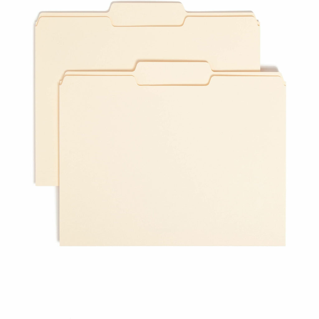 Smead 1/3 Tab Cut Letter Recycled Top Tab File Folder - 8 1/2" x 11" - 3/4" Expansion - Top Tab Location - Center Tab Position - Manila - 10% Recycled - 5 / Carton
