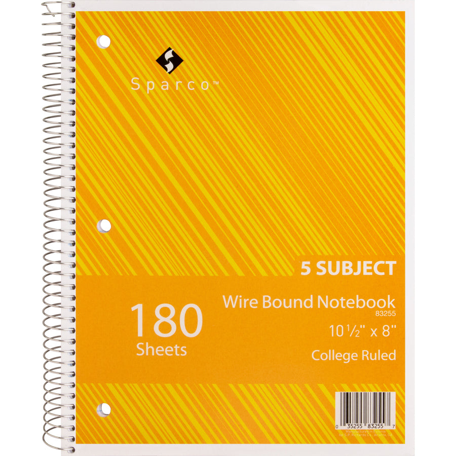 sparco-wirebound-college-ruled-notebooks-180-sheets-wire-bound-college-ruled-unruled-margin-8-x-10-1-2-assorted-paper-assortedchipboard-cover-resist-bleed-through-subject-stiff-back-stiff-cover-5-bundle_spr83255bd - 7