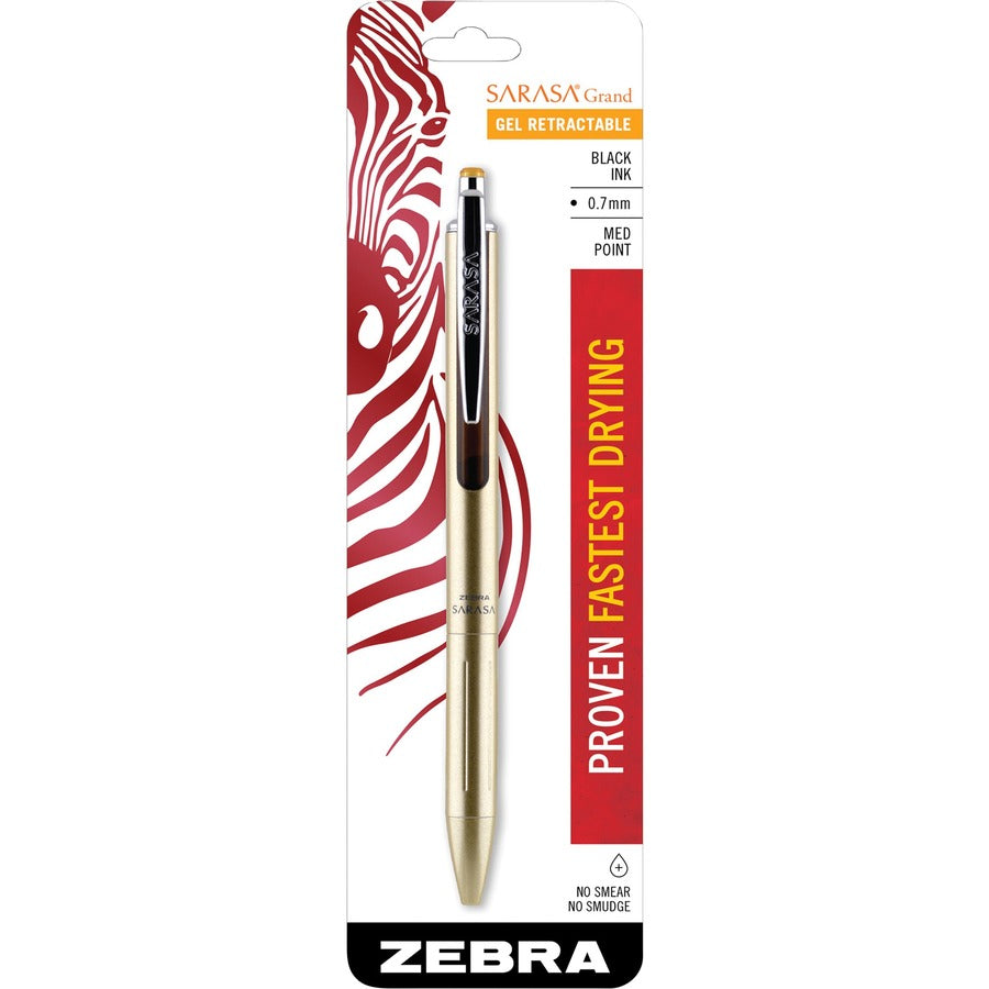 Sarasa Grand Gel Pen, Retractable, Fine 0.7 mm, Black Ink, Gold/Translucent Black Barrel