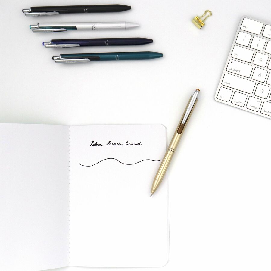Sarasa Grand Gel Pen, Retractable, Fine 0.7 mm, Black Ink, Gold/Translucent Black Barrel