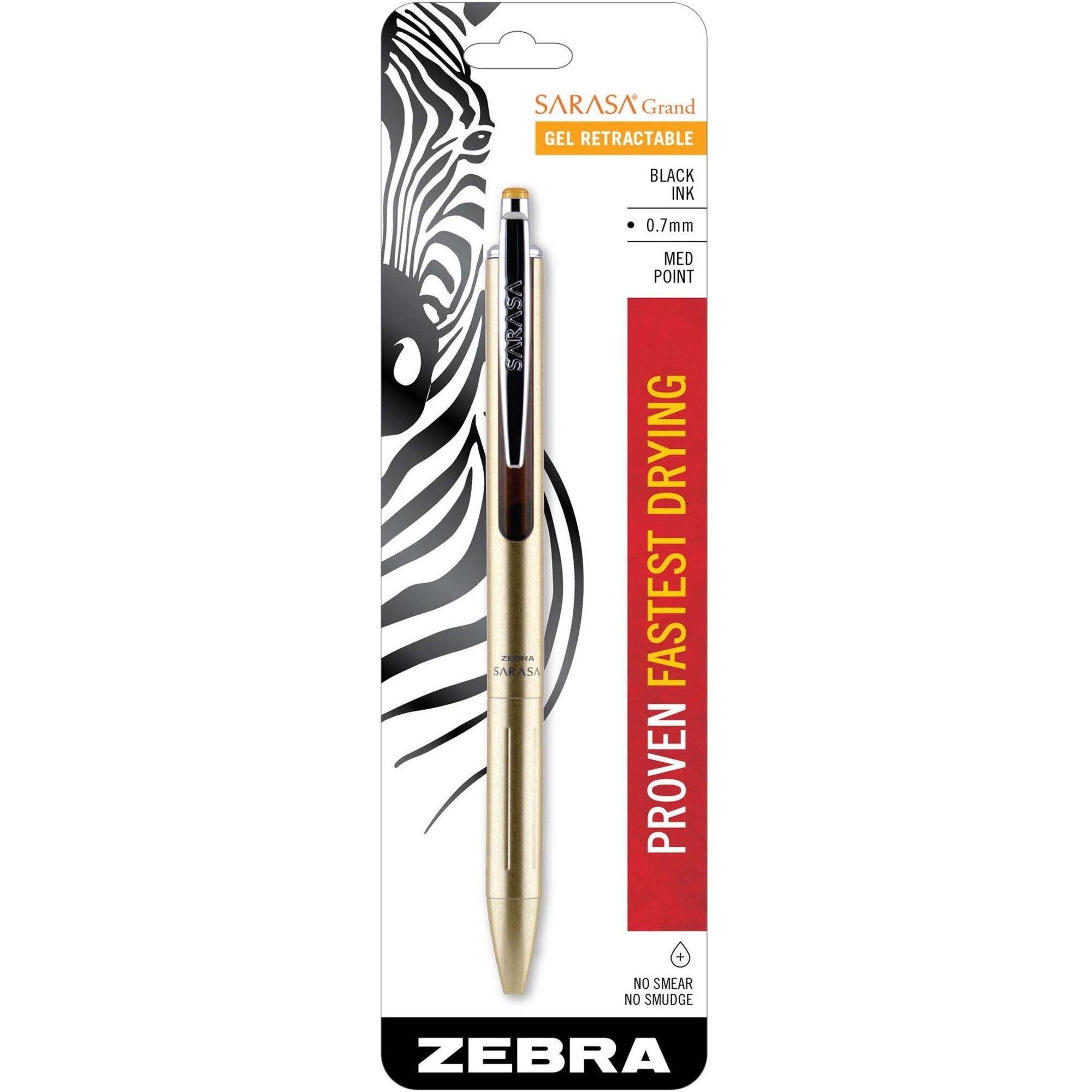 Sarasa Grand Gel Pen, Retractable, Fine 0.7 mm, Black Ink, Gold/Translucent Black Barrel