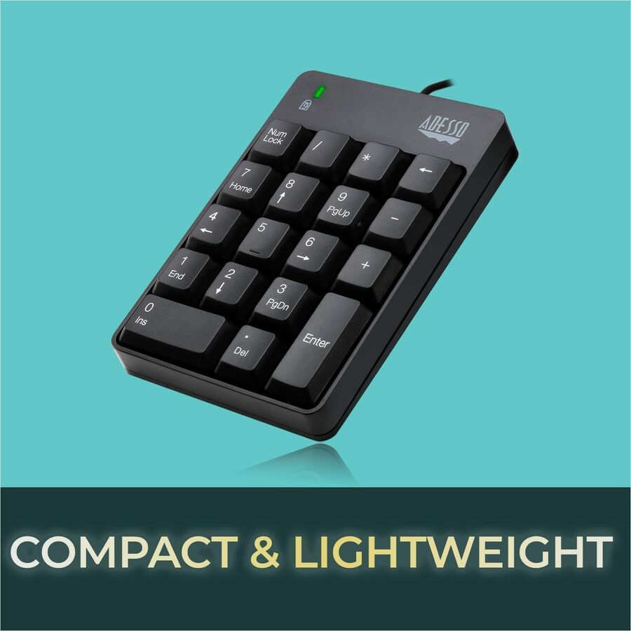 Spill-Resistant 18-Key Numeric Keypad, Black