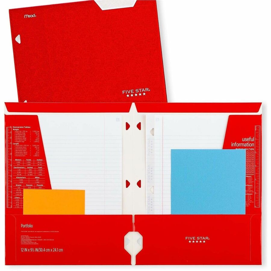 FIVE STAR Letter Pocket Folder - 8 1/2" x 11" - 4 Internal Pocket(s) - Assorted - 6 / Pack