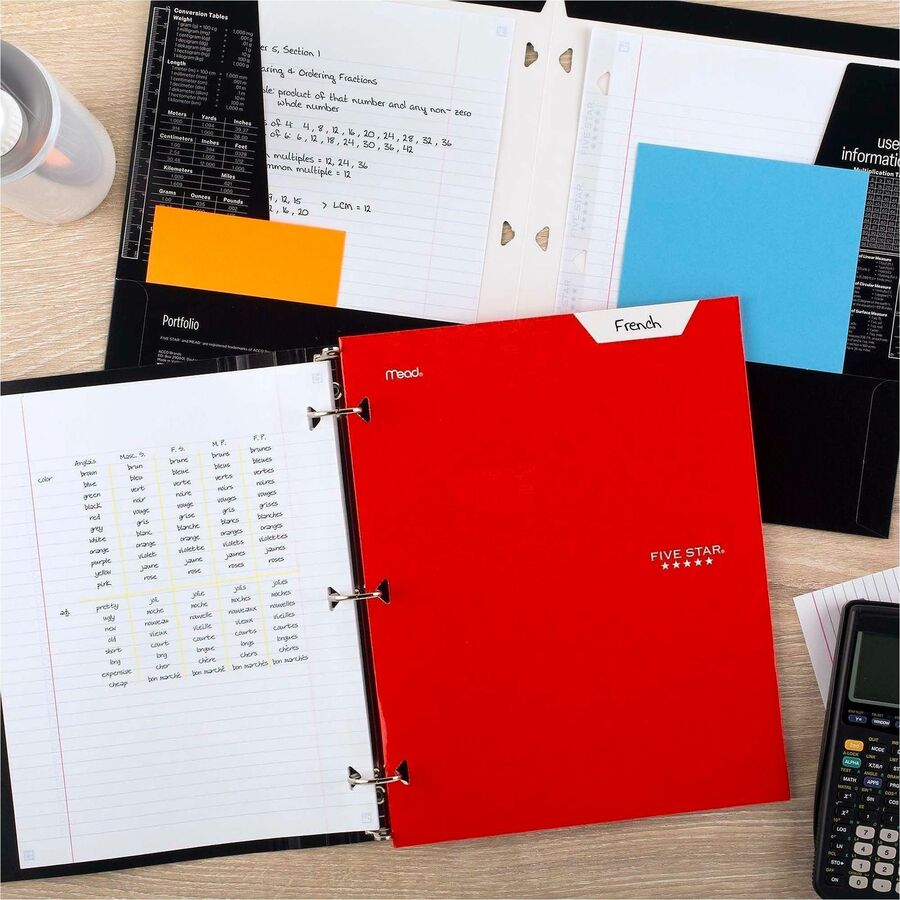 FIVE STAR Letter Pocket Folder - 8 1/2" x 11" - 4 Internal Pocket(s) - Assorted - 6 / Pack
