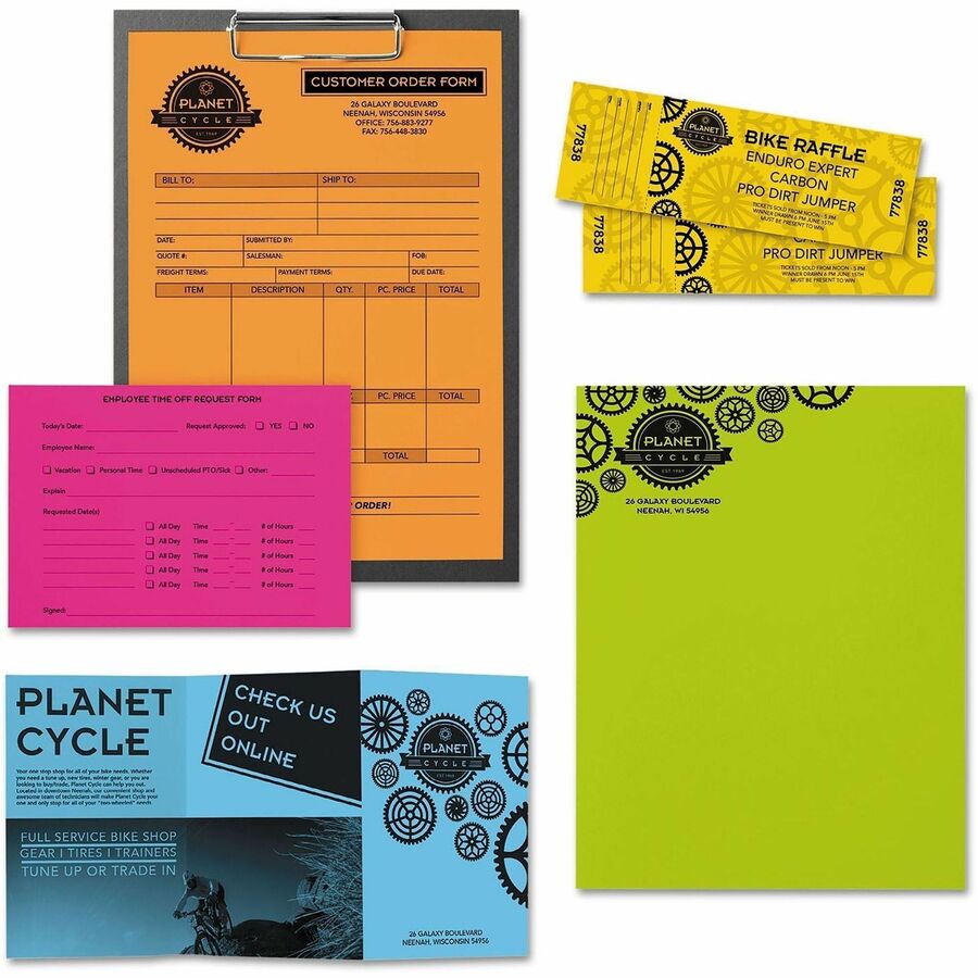 Color Paper -"Bright" Assortment, 24 lb Bond Weight, 8.5 x 11, Assorted Bright Colors, 500/Ream