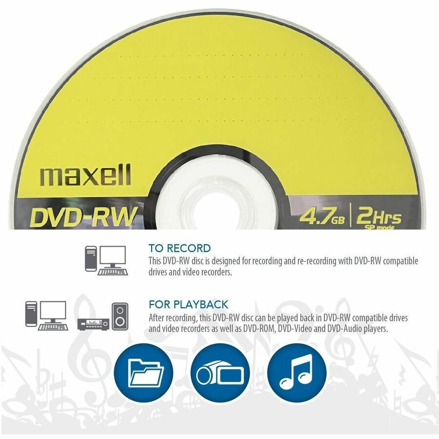 DVD-RW Rewritable Disc, 4.7 GB, 2x, Spindle, Gold, 15/Pack