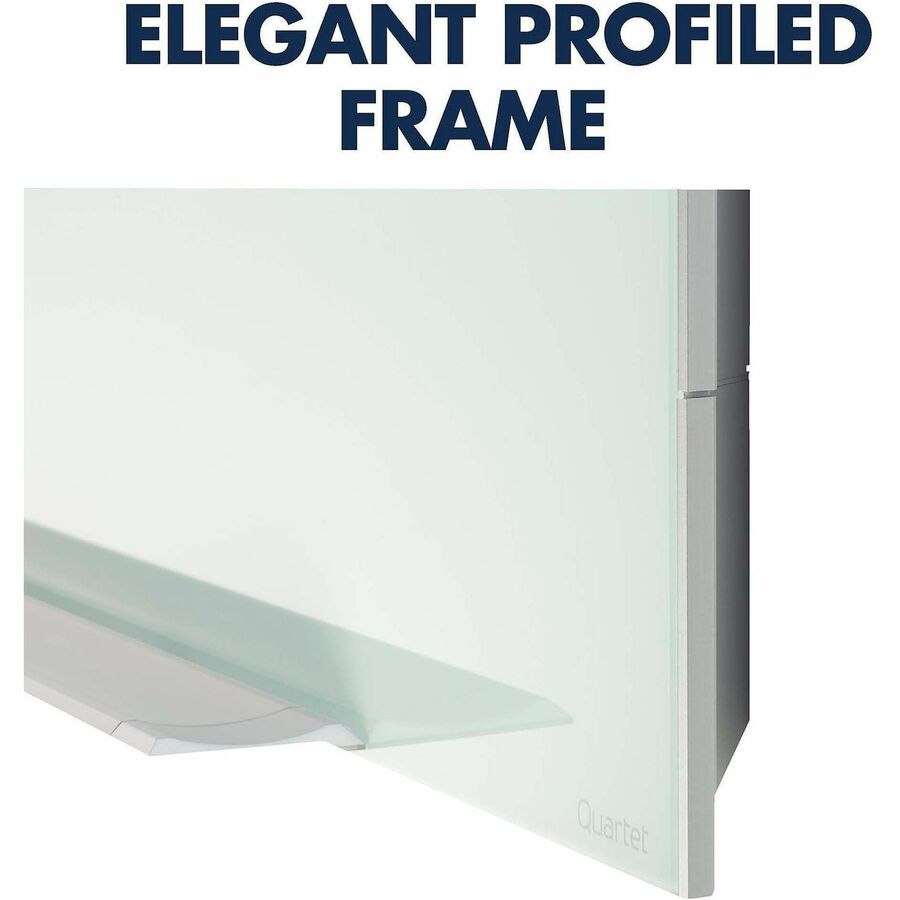 Quartet Element Framed Magnetic Glass Dry-Erase Board - 85" (7.1 ft) Width x 48" (4 ft) Height - White Tempered Glass Surface - Aluminum Frame - Rectangle - Magnetic - Assembly Required - 1 Each