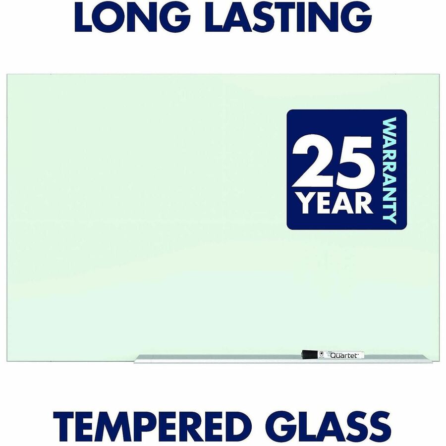 Quartet Element Framed Magnetic Glass Dry-Erase Board - 85" (7.1 ft) Width x 48" (4 ft) Height - White Tempered Glass Surface - Aluminum Frame - Rectangle - Magnetic - Assembly Required - 1 Each