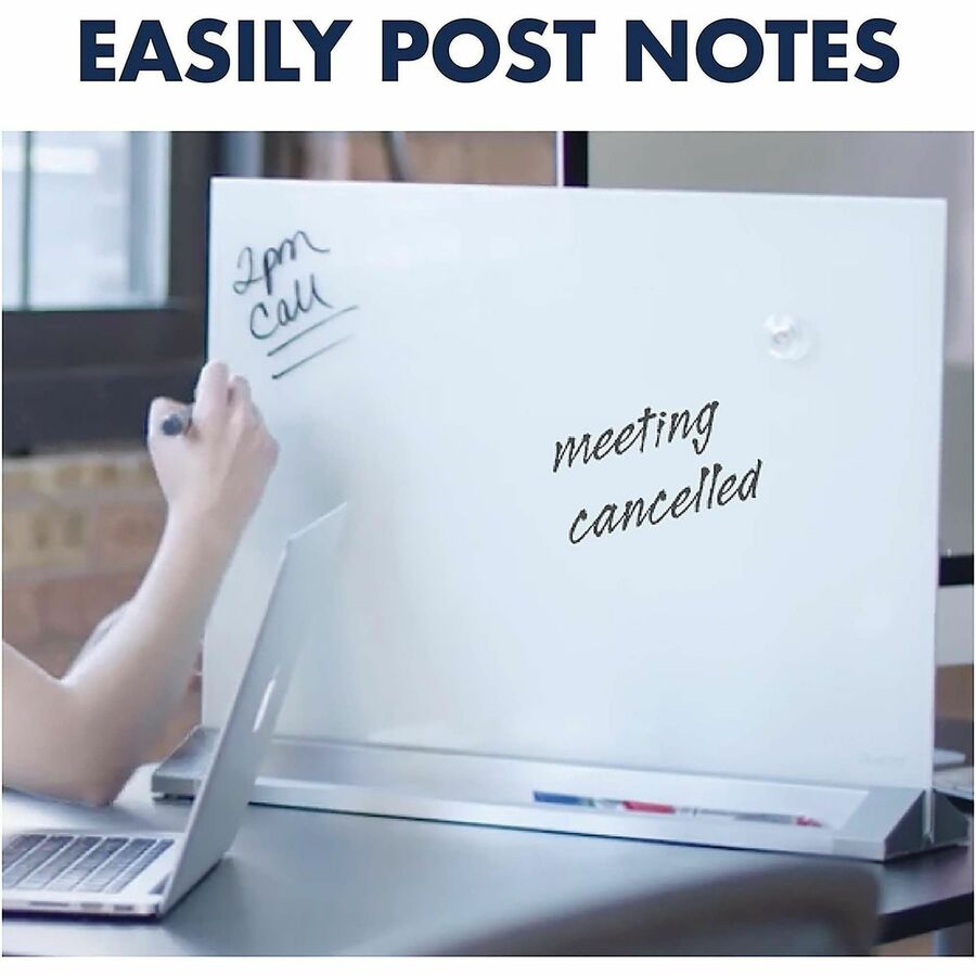 Desktop Magnetic Glass Dry-Erase Panel, 23 x 17, White Surface