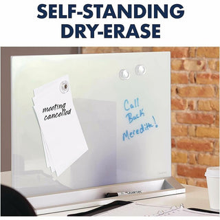 Desktop Magnetic Glass Dry-Erase Panel, 23 x 17, White Surface