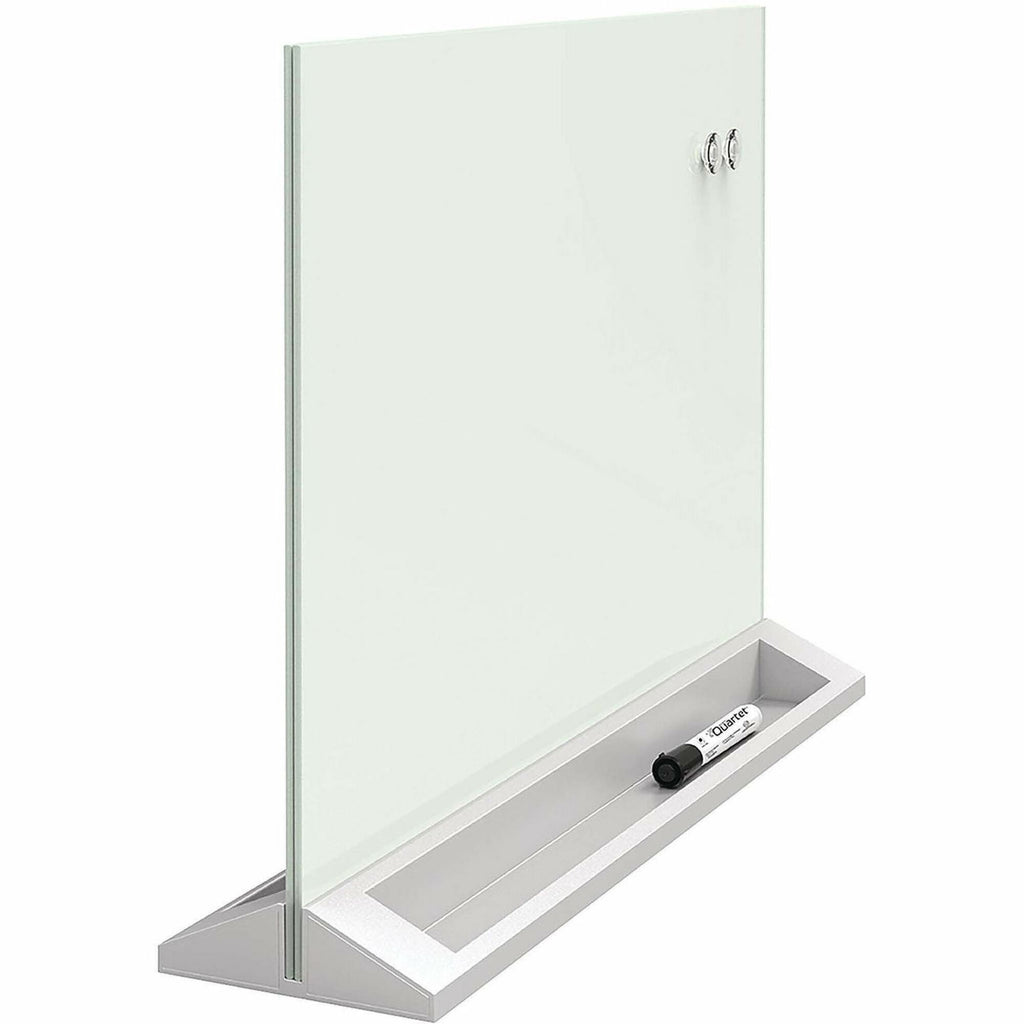 Desktop Magnetic Glass Dry-Erase Panel, 23 x 17, White Surface