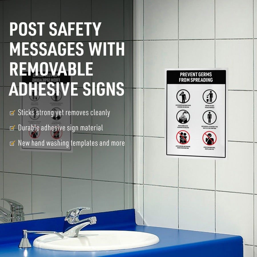 Surface Safe Removable Label Safety Signs, Inkjet/Laser Printers, 5 x 7, White, 2/Sheet, 15 Sheets/Pack