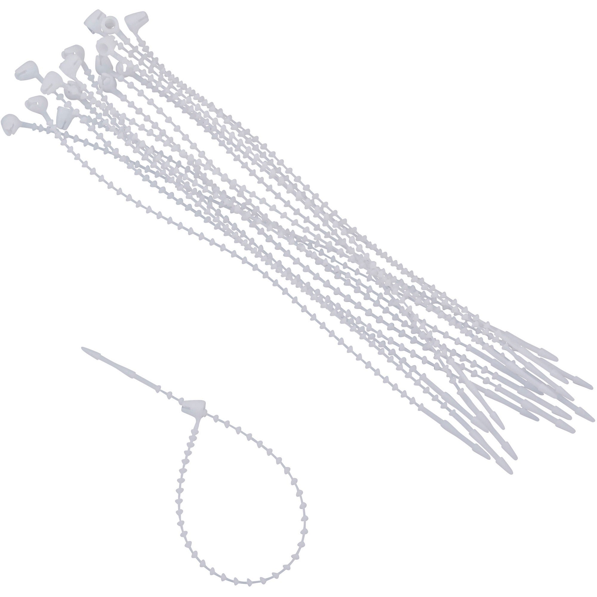 Advantus Beaded Cable Ties - Cable Tie - White - 250 - 0.25" Length