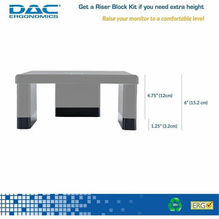 DAC Monitor Riser Leg Blocks - 6" Width x 1.5" Depth x 1.2" Height - Stackable, Comfortable - Black