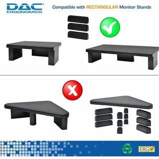DAC Monitor Riser Leg Blocks - 6" Width x 1.5" Depth x 1.2" Height - Stackable, Comfortable - Black