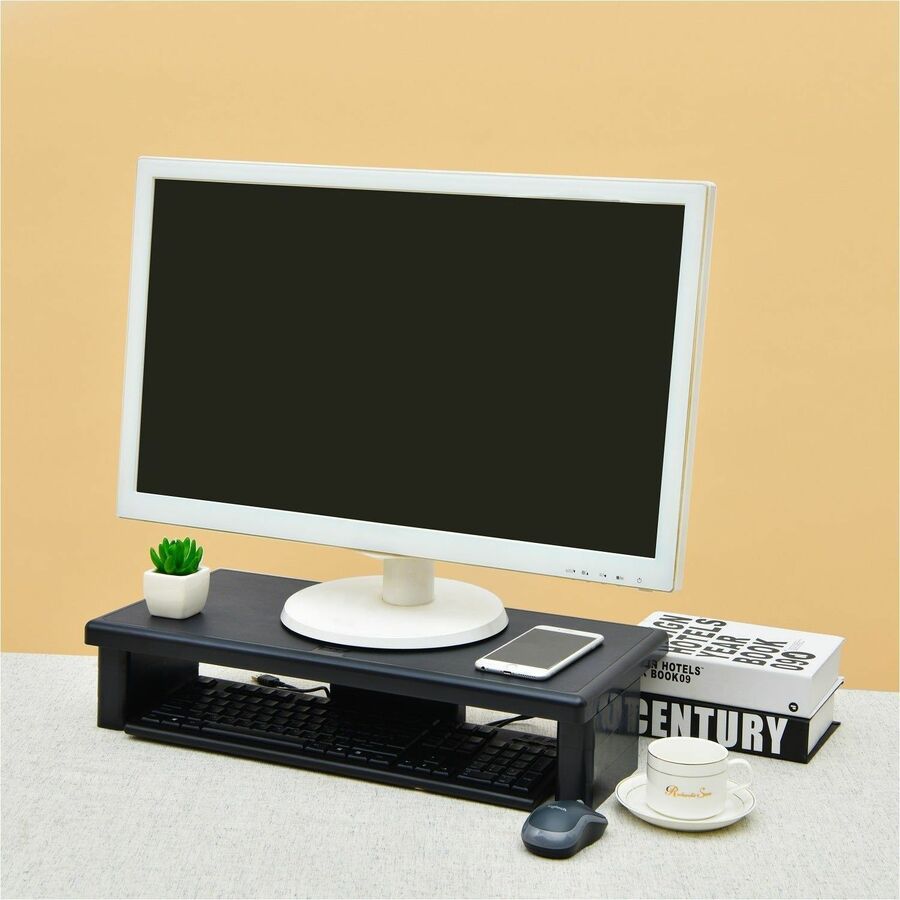 DAC Stax Ergonomic Height Adjustable Ultra Wide Monitor Stand - 66 lb Load Capacity - 4.8" Height x 22" Width x 10.5" Depth - Plastic - Black - TAA Compliant