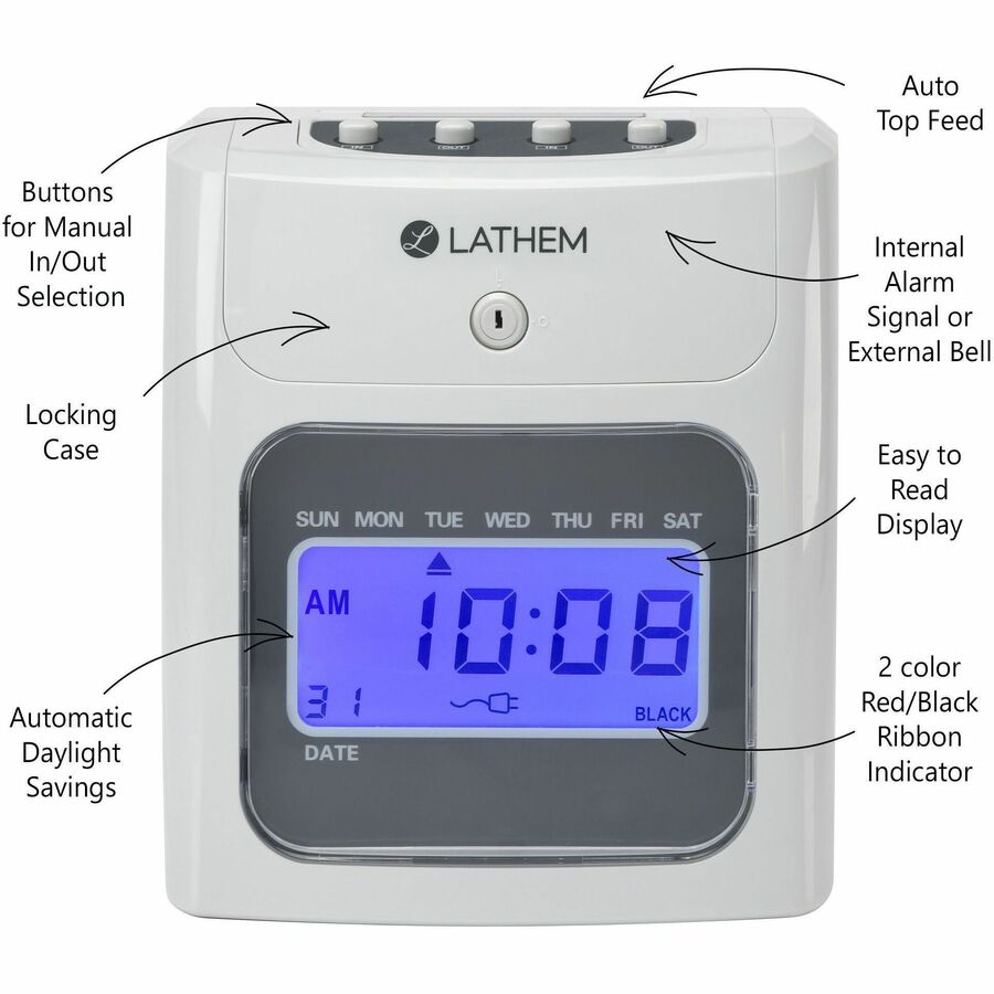 400E Top-Feed Time Clock Bundle, Digital Display, White