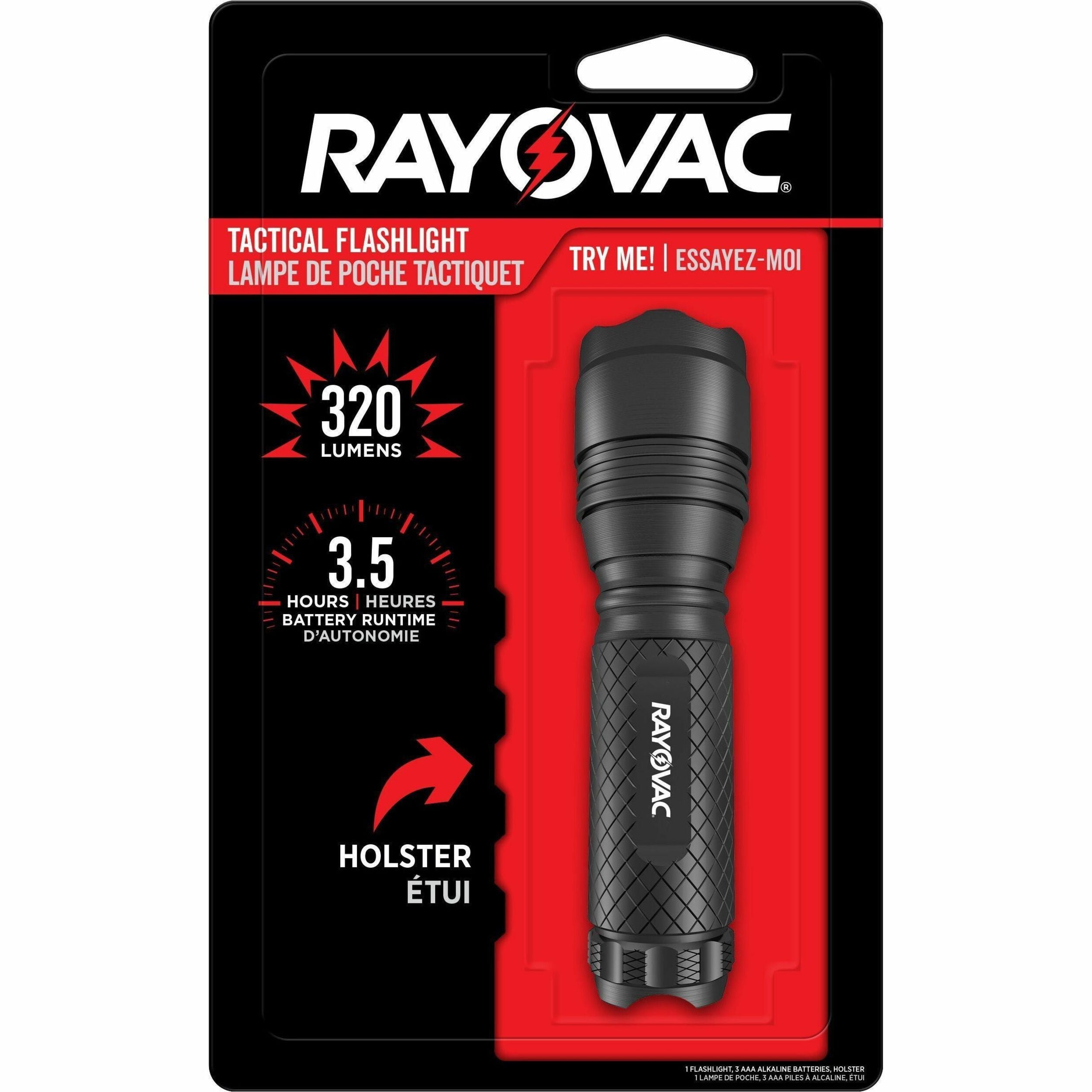 LED Aluminum Flashlight, 3 AAA Batteries (Included), Black