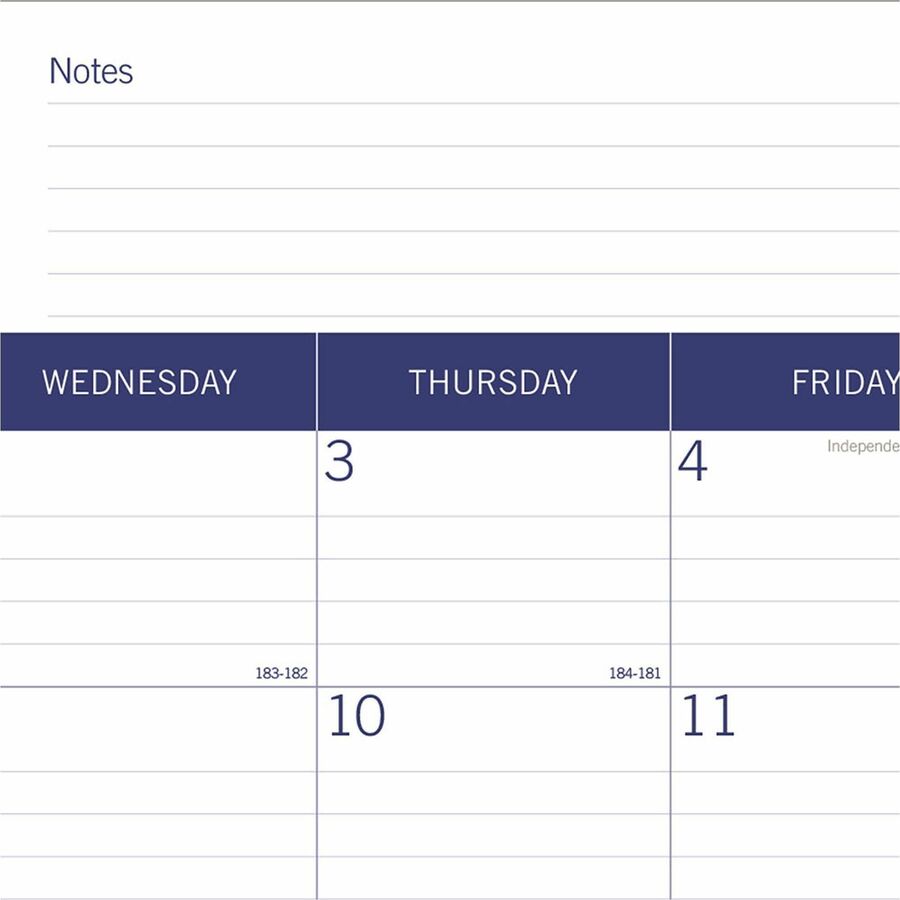 Academic Monthly Desk Pad Calendar, 22 x 17, White/Blue/Gray Sheets, Black Binding/Corners, 13-Month (July-July): 2023-2024