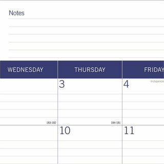 Academic Monthly Desk Pad Calendar, 22 x 17, White/Blue/Gray Sheets, Black Binding/Corners, 13-Month (July-July): 2023-2024