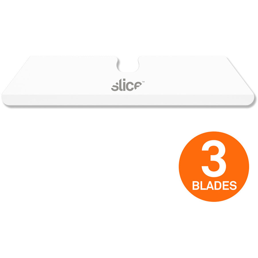 Slice Rounded Tip Ceramic Utility Blades - 2.60" Length - Non-conductive, Non-magnetic, Rust Resistant, Reversible, Non-sparking - Zirconium Oxide - 3 / Pack - White