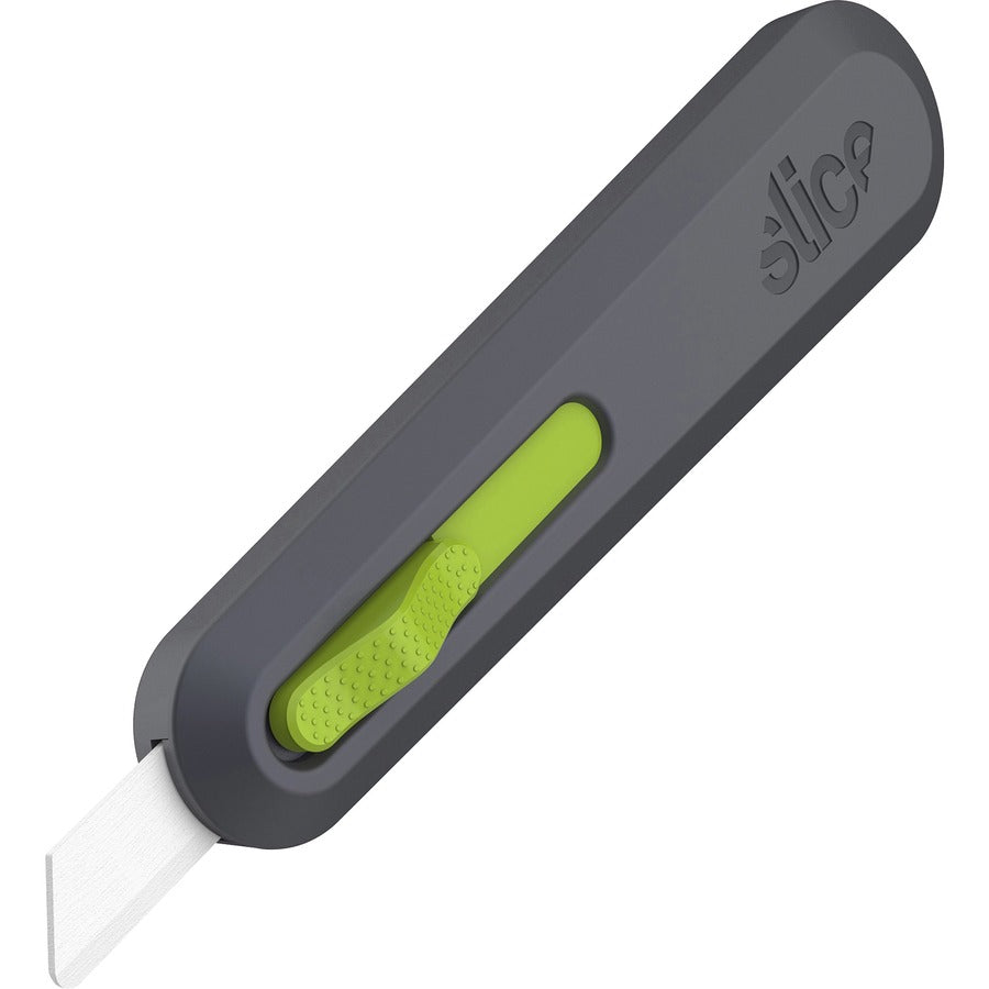 Slice Auto Retract Utility Knife - Ceramic Blade - Retractable, Non-sparking, Non-conductive, Rust-free Blade, Durable, Ambidextrous, Comfortable - Glass-filled Nylon, Stainless Steel, Zirconia, Carbon Steel - Gray, Green - 6.1" Length - 1 Each