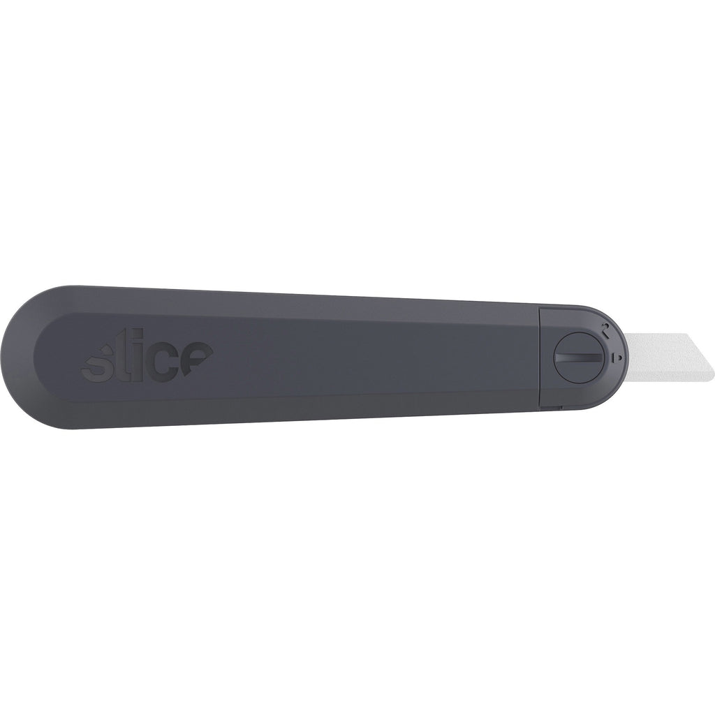 slice-auto-retract-utility-knife-ceramic-blade-retractable-non-sparking-non-conductive-rust-free-blade-durable-ambidextrous-comfortable-glass-filled-nylon-stainless-steel-zirconia-carbon-steel-gray-green-61-length-1-each_sli10554 - 2