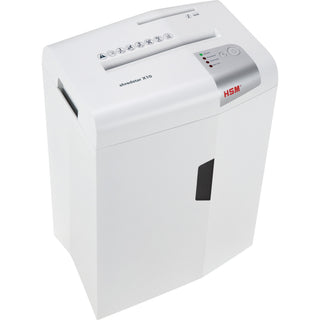 HSM shredstar X10 - 3/16" x 1 1/8" + Sep. CD Cutting Unit - Particle Cut - 10 Per Pass - for shredding CD, DVD, Paper, Staples, Paper Clip, Credit Card - 0.188" x 1.125" Shred Size - P-4/O-1/T-2/E-2/F-1 - 8.66" Throat - 5.30 gal Wastebin Capacity - W