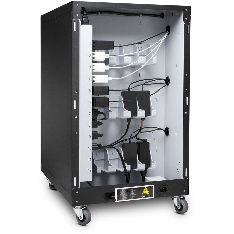 Kensington AC12 Security Charging Cabinet - Universal Device - 4 Casters - x 16.5" Width x 23.2" Depth x 28.1" Height - Black - For 12 Devices - 1 Each