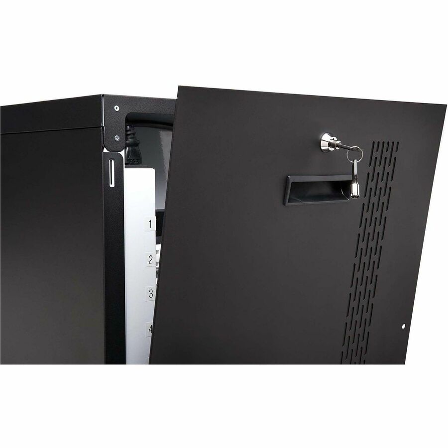 Kensington AC12 Security Charging Cabinet - Universal Device - 4 Casters - x 16.5" Width x 23.2" Depth x 28.1" Height - Black - For 12 Devices - 1 Each