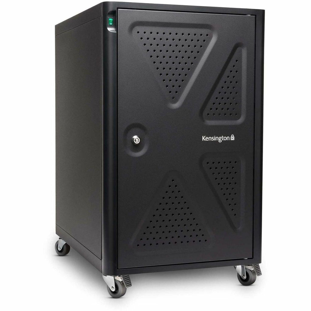 Kensington AC12 Security Charging Cabinet - Universal Device - 4 Casters - x 16.5" Width x 23.2" Depth x 28.1" Height - Black - For 12 Devices - 1 Each